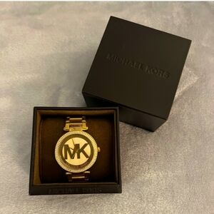 NWT Michael Kors Yellow Goldtone Signature Monogram Watch